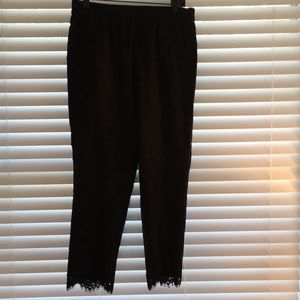 J.crew black pants with floral lace overlay